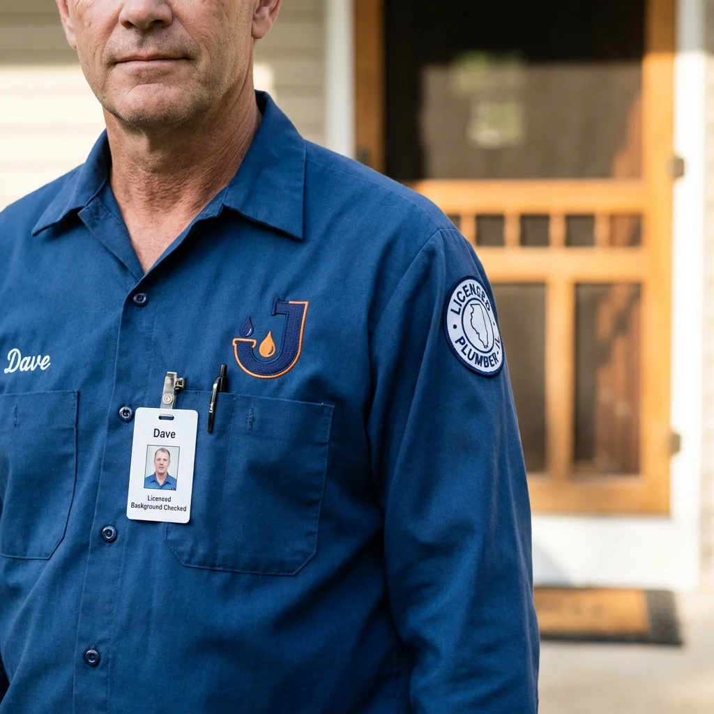 Licensed plumber showing ID badge in Lakeview, OH