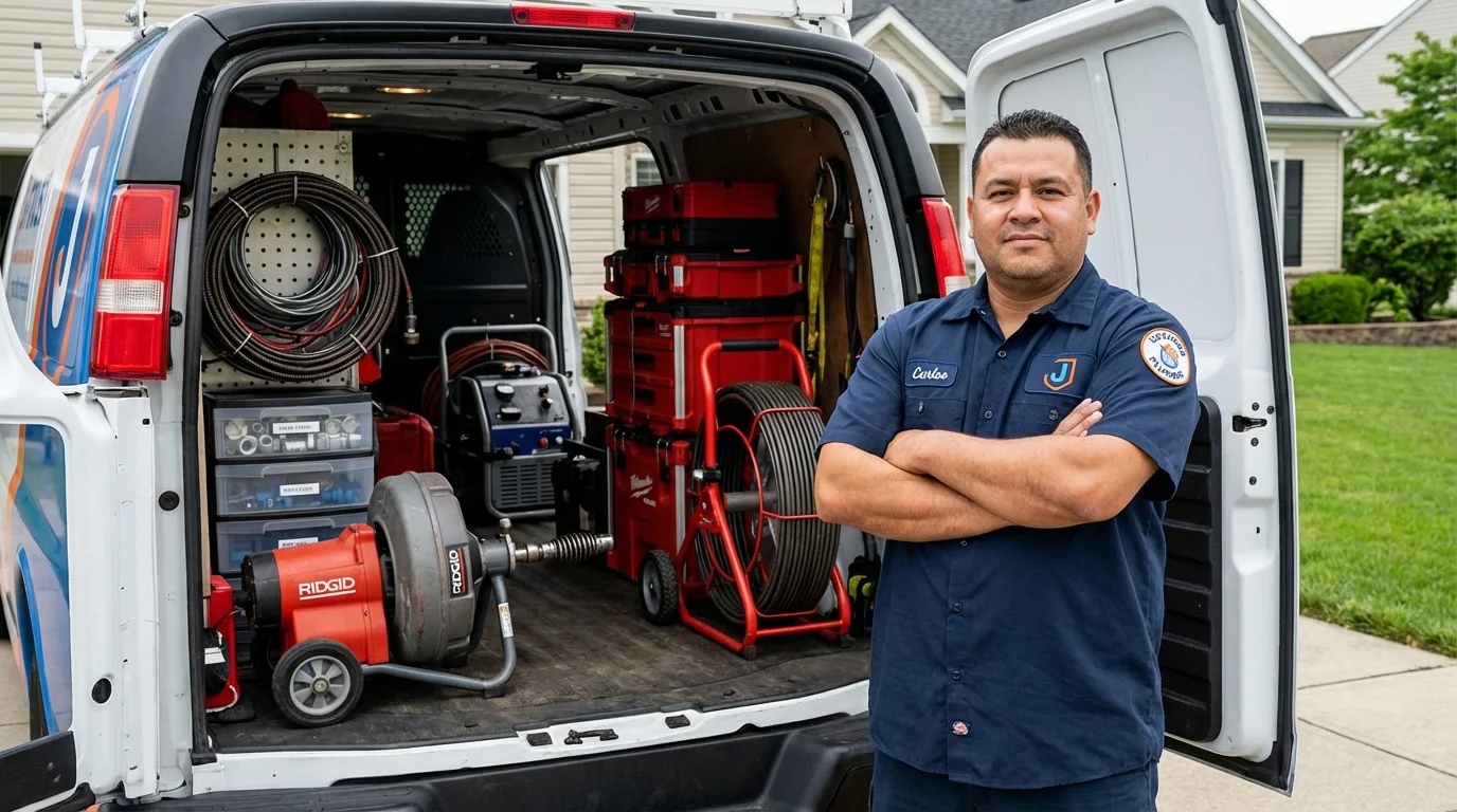 Professional drain cleaning equipment and Johns Plumbing LLC plumber in Lakeview