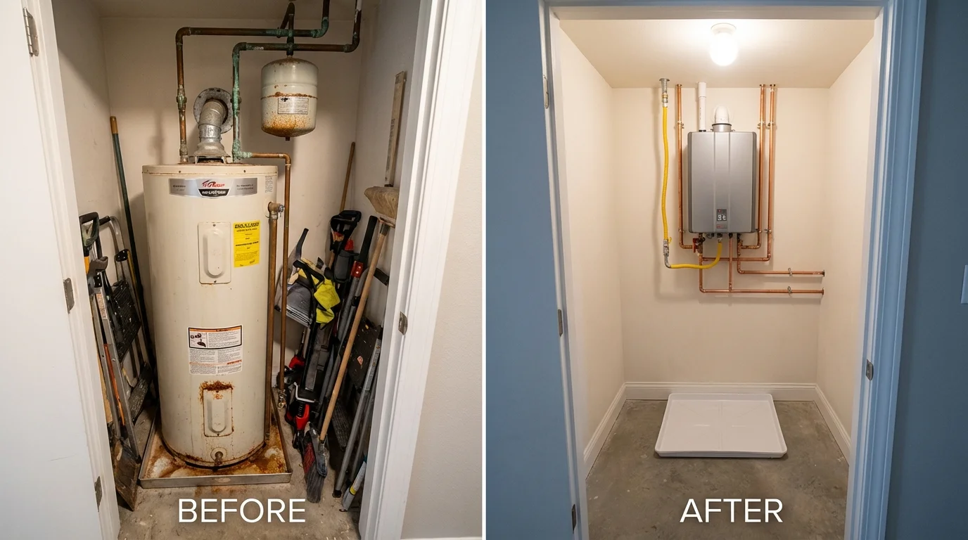 Tank water heater versus wall-mounted tankless unit comparison for Lakeview, OH homeowners
